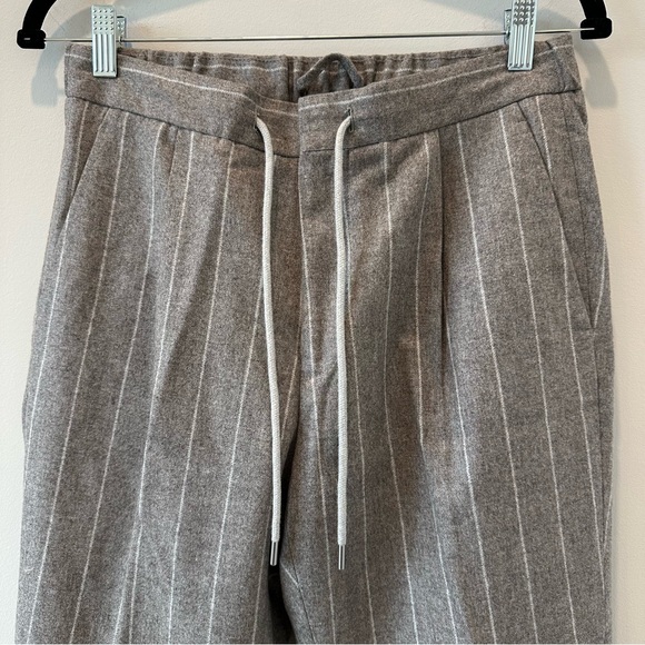 Suitsupply Wool Vitale Barberis Canonico Flannel Pinstriped Drawstring Pant Ames - Picture 4 of 16